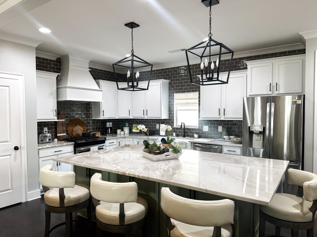 Modern Kitchen With Elegant Island And Natural Light