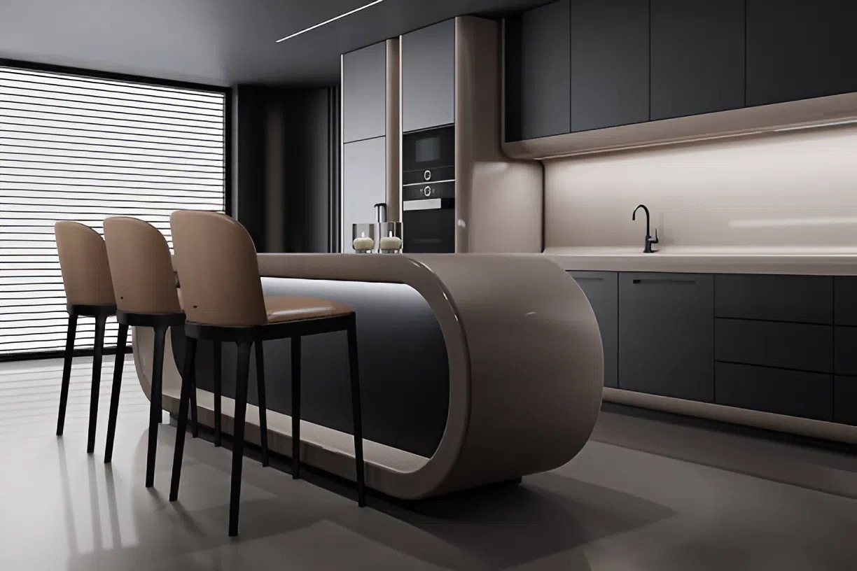 Modern kitchen with matte gray and black finishes, painted by a painter in Franklin, TN